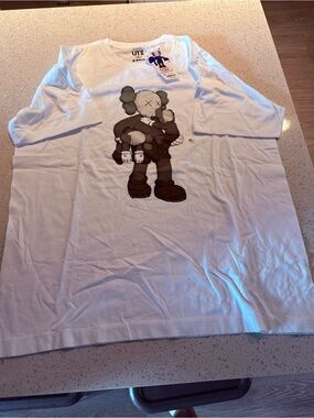 KAWS Kids White Graphic T-Shirt featuring Companion Design